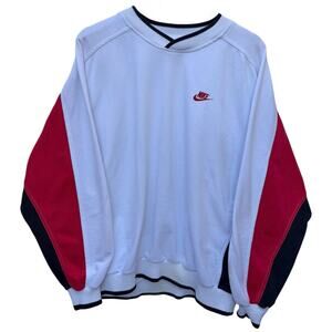 Nike Crewneck Sweatshirt Mens Large White Red Black Vintage Swoosh Pullover
